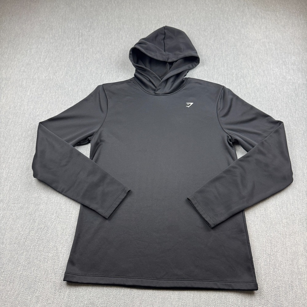 Gymshark Pullover Mens Medium Black Hoodie Sweatshirt Fleece Activewear Gym Yoga